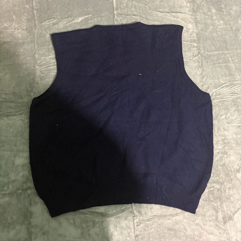 polo Ralph Lauren Lambswool Vest Mens XL Blue V Neck Preppy Y2K Vintage - Picture 6 of 7